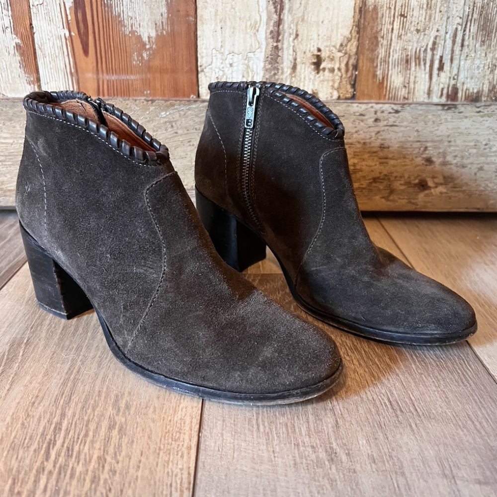 Frye Dark Grey Side Zip Ankle Boots